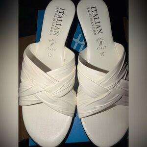 Italian Shoemakers White Woven Slip-On Mules